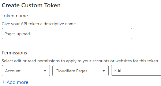 CloudFlare Custom Token Edit