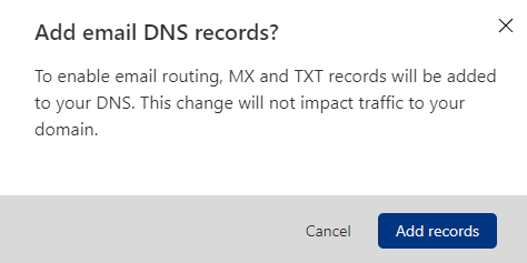 Cloudflare Email Routing DNS records