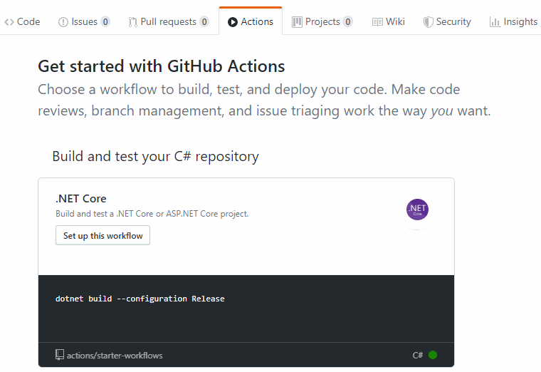 GitHub ja Actions valinta