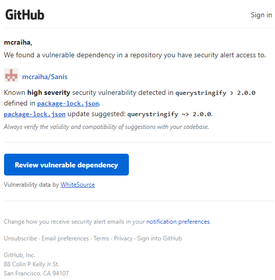 GitHub ja sähköpostivaroitus