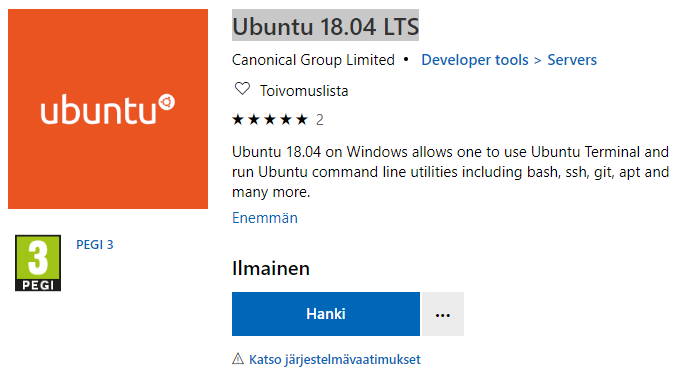Ubuntu 18.04 Microsoft Store